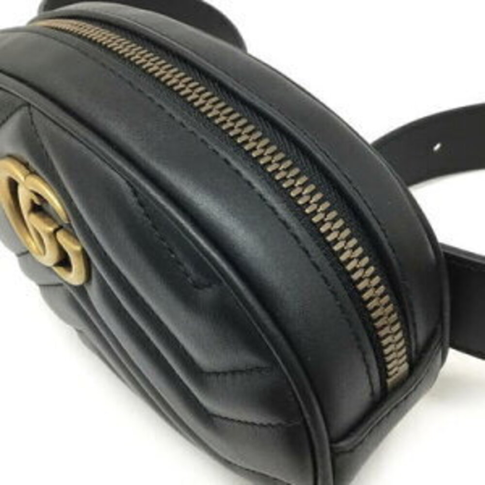 Starts Gucci GG Marmont Leather Belt Bag Waist Black - Picture 7 of 8